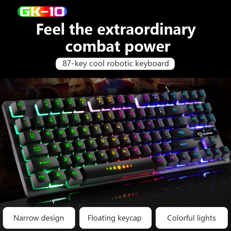 GK-10 Edition Mechanical Keyboard 87 Keys Luminous Characters Switch Gaming Keyboards For Tablet Desktop Manipulator Keyboard