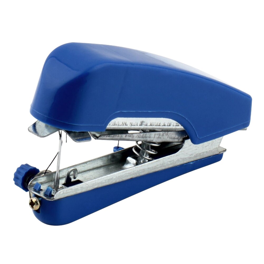 Mini Sewing Machines Portable Needlework Household Crafting Mending Sewing Cloth Fabric Handy Handwork Accessories Sewing Tools: Blue