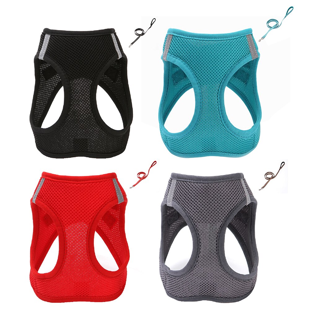 Breathable Dog Pet Harness Leash Set Puppy Vest Harness Collar with Traction Rope Flexible Walking Traction Rope Dog