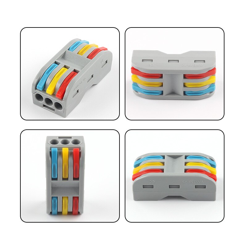 5Pcs Universal Compact Wire Connector SPL 222 2/3/4/5Pin Conductor Wiring Terminal Block Plug-in Quick Connectors with Lever
