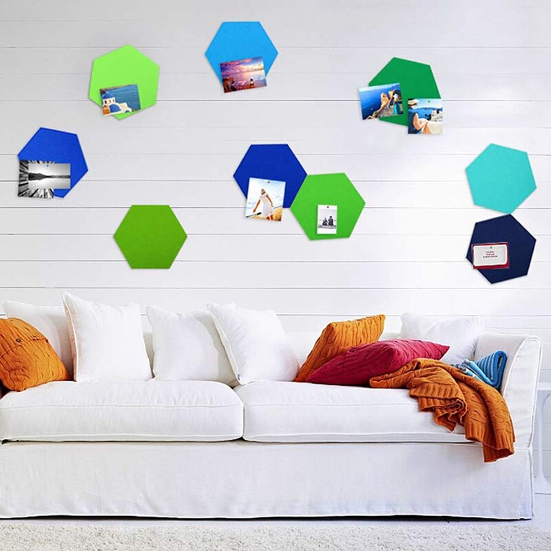 10Pcs Multifunctionele 3D Decoratieve Home Message Board Zeshoekige Vilt Muur Sticker Zelfklevende Kinderkamer Plint, 5Pcs Grijs Ye