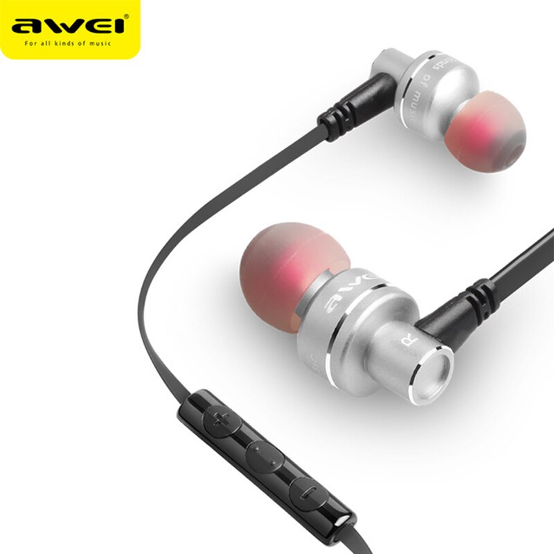 Awei ES-10TY Metalen Bedrade Oortelefoon Oordopjes Stereo Headset In-Ear Auriculares Headset Met Microfoon Voor Iphone Samsung Telefoons: Gray