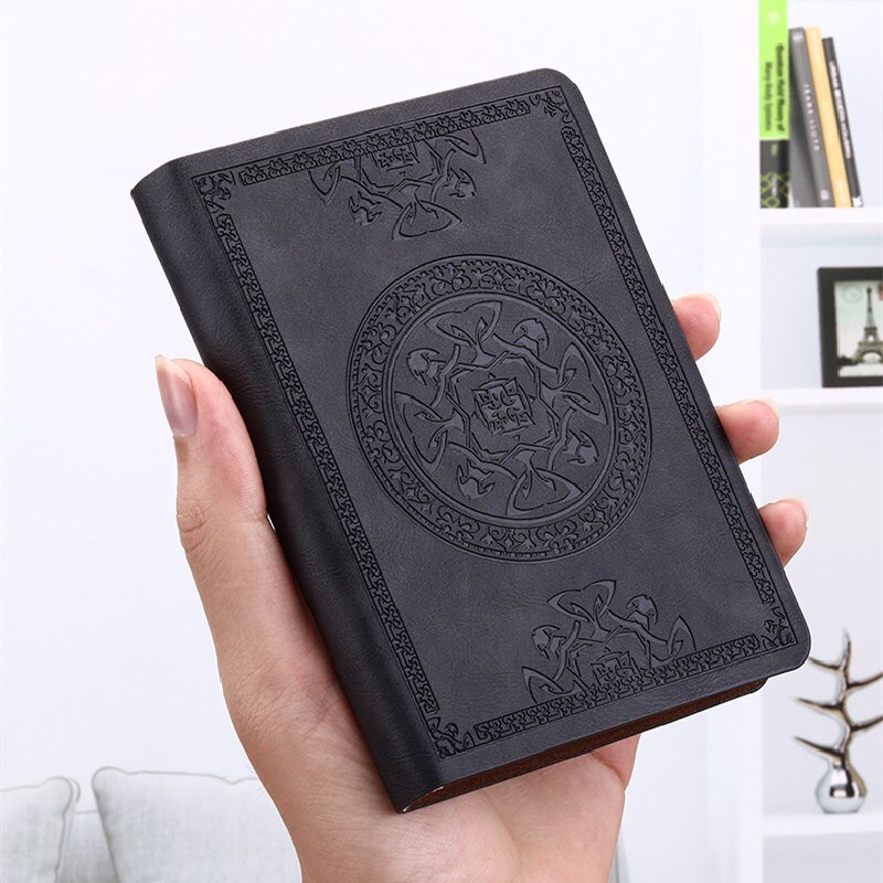 Portable mini notebook small notepad Exquisite printing book Students learn to write and office notebooks Leather A6 notebook