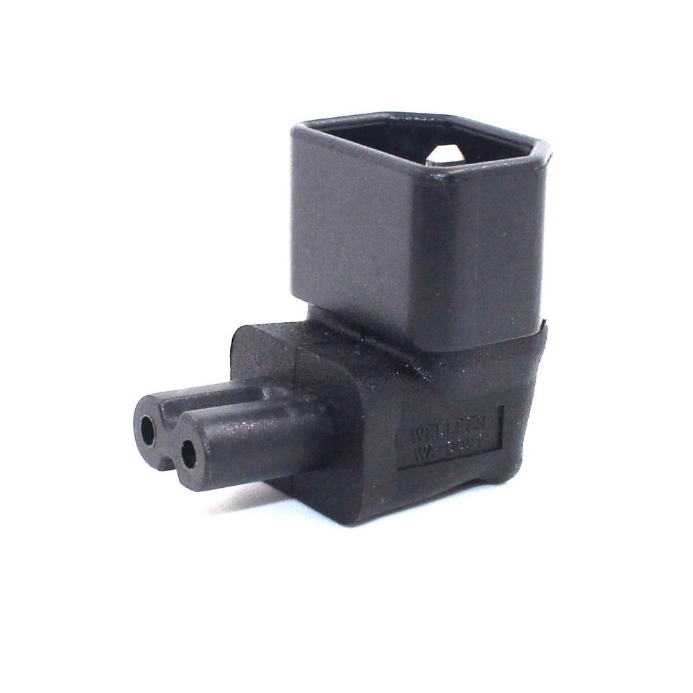 IEC 90 Degree Adapter 3 Poles IEC Male C14 to IEC Female C5 / C7 Up Angled Extension Power Adapter