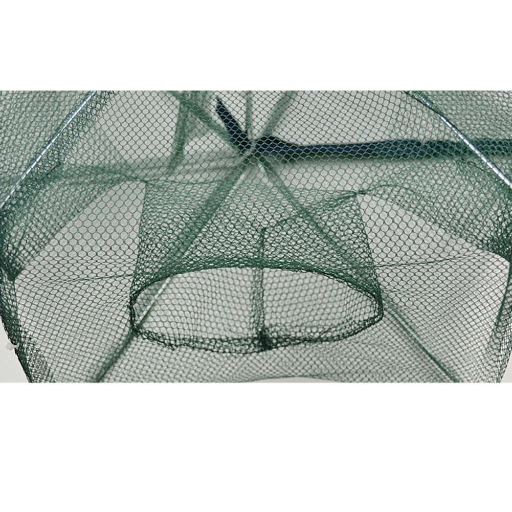 Red de pesca doblada automática, trampa de 6-16 agujeros para agujeros de pescado, red de pesca de nailon plegable reforzada, trampa para cangrejos