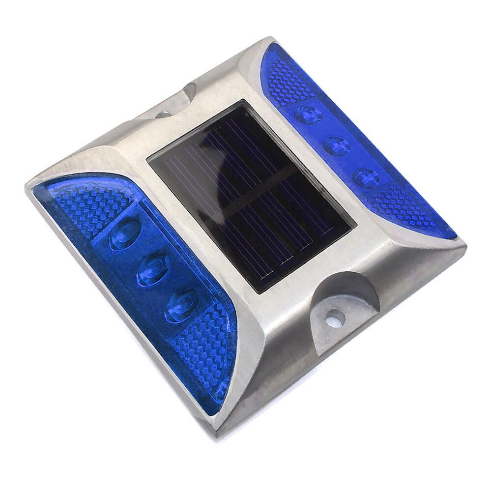 Warning Street Pathway Lamp Garden Square Ground Steady Outdoor Brick Traffic Solar Power Road Stud Light Path Deck: Blue