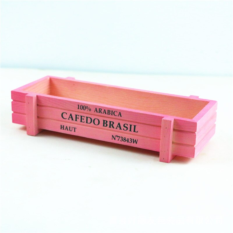 Maceta de madera para decoración de jardín, macetas, almacenamiento de artículos variados, suculentas, cajas de almacenamiento de madera, decoración del hogar: pink
