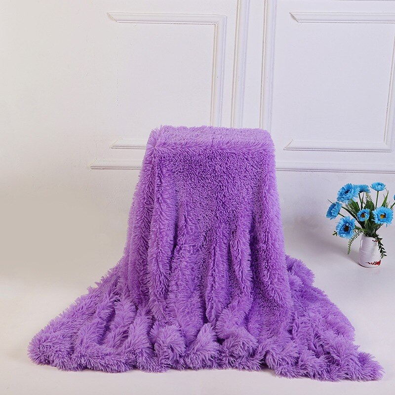 Couverture en fourrure douce couverture longue Shaggy floue fausse fourrure couverture canapé lit canapé couvertures confortable avec Sherpa moelleux