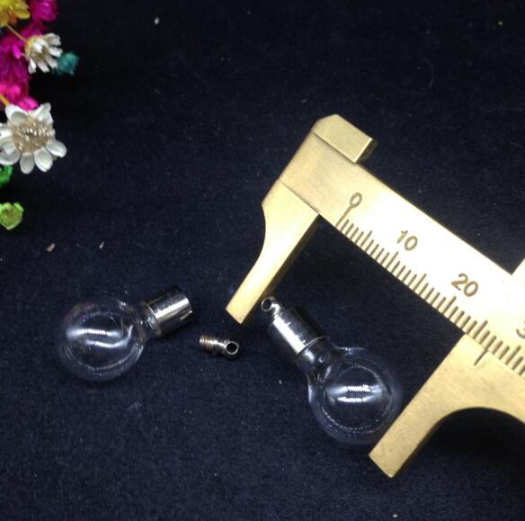 10pcs 13*26mm screw cap Ball glass vial jewelry Miniature Wishing Glass BOTTLE necklace pendant oil charm name on rice art