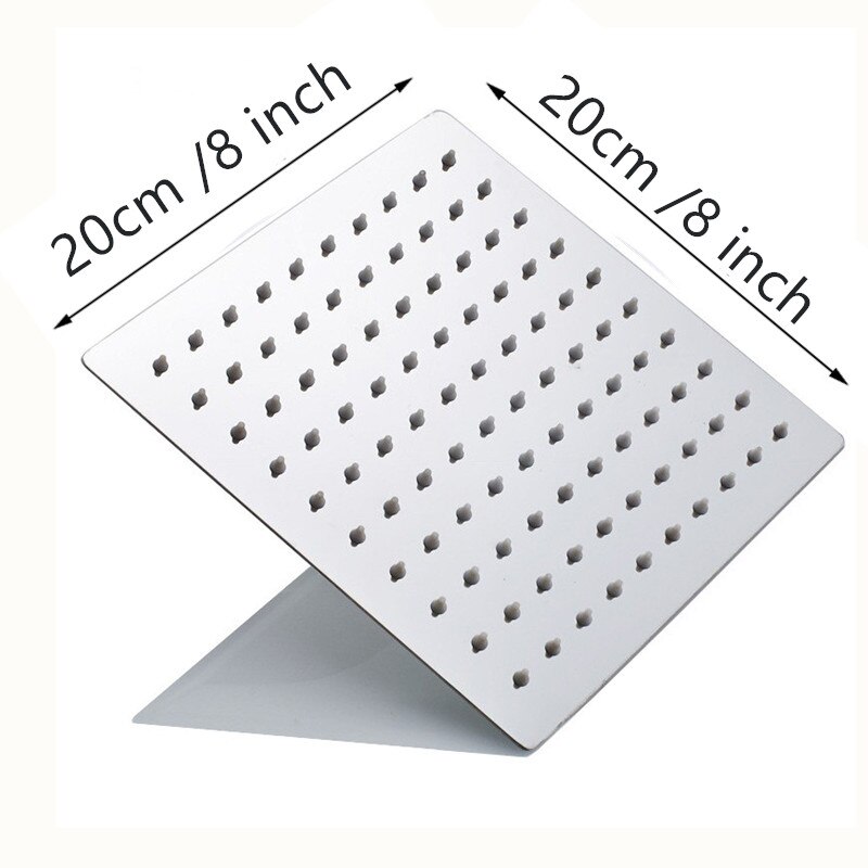 12/10/8/6/4 tommer regnbruser i rustfrit stål ultratynde brusehoveder kromfinish rund og firkantet regnbruser: 20cm 8 tommer kvadrat