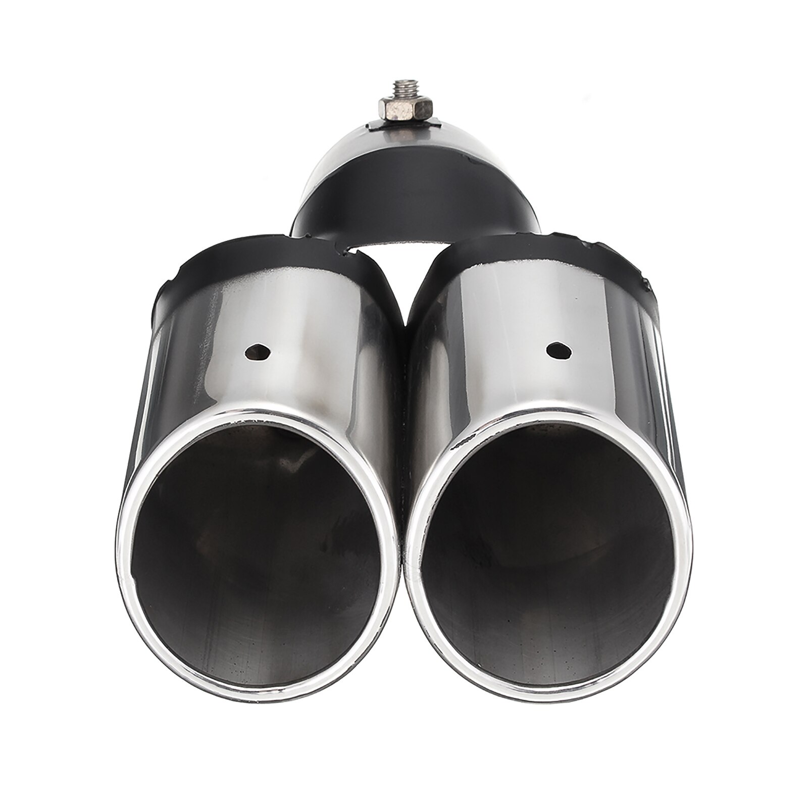 Universal Silver Stainless Steel Chrome Curved Dual-Outlet Exhaust Trim Tips Muffler Pipe Chrome Tail Dual Outlet Muffler