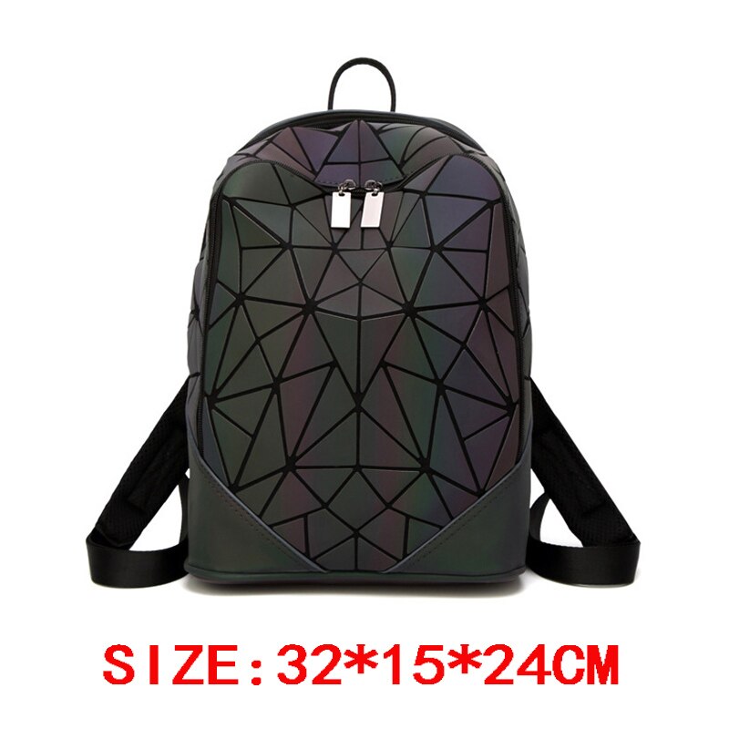 Luminous Backpack School Women Bags Set Holographic Geometric Backpacks Female School Bag For Teenage Girls Student Rucksack: Khaki