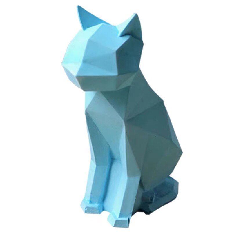 Cement geometrisk bulldog djur silikon mögel betong geometrisk katt dekorativ ljusstake diamant plantering kruka gips mögel: D-mögel