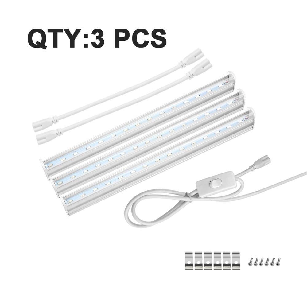 Eu us plug  t5 fyto lamppua kasvit kasvavat valonauha hydroponiikka led lamppupalkki valo vihannesten kukkien siemeniä täysi spektri: 3 kpl putkea / 57cm / 220v