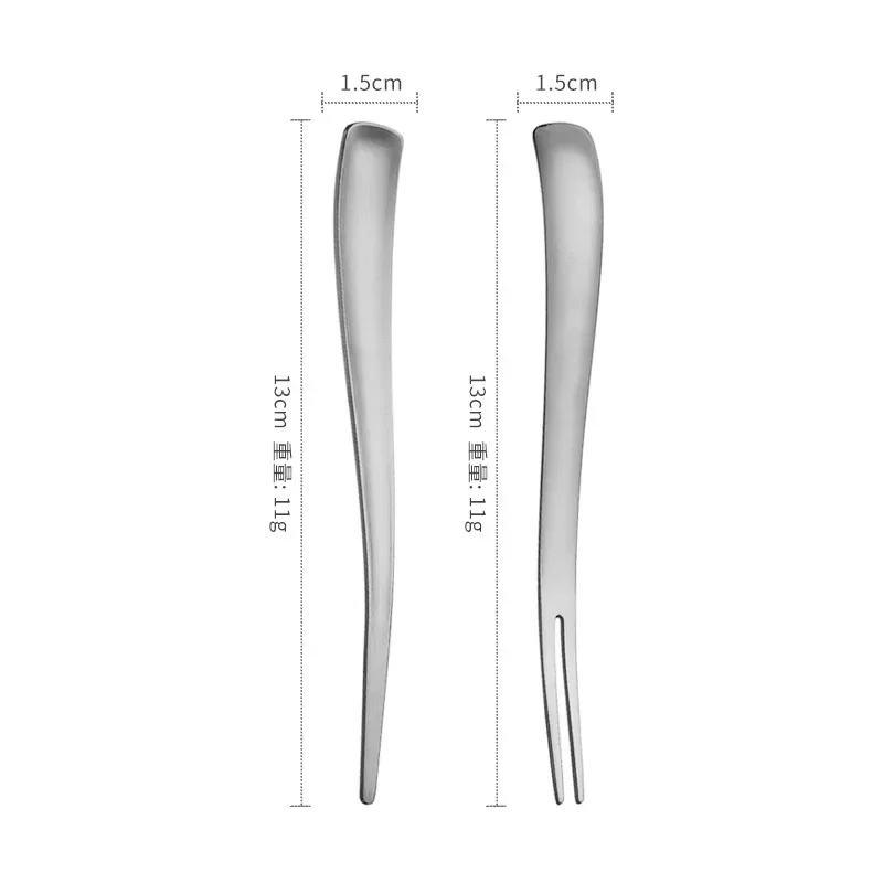 2in1 Fruit Fork 304 Stainless Steel Dessert Fork Food-grade Mixing Spoon Mini Fruit Stick Perfect for Cake Fish Coffee Ice Cream: Orange