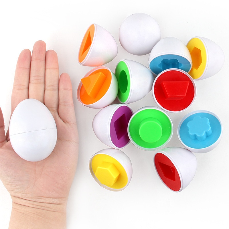 6 stk / sæt børn parring smart æg samling puslespil legetøj geometrisk & symbol form & farvetilpasning læring pædagogisk barn legetøj