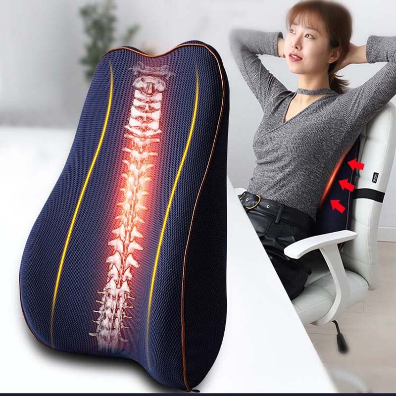 Cojín Lumbar de malla transpirable 3D para aliviar el dolor de ciática, cojín para la espalda del coche, soporte Lumbar de espuma viscoelástica, almohada Lumbar ergonómica