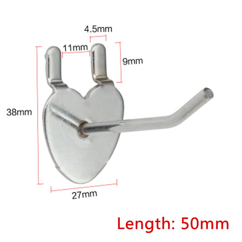 5pcs Display Hooks Single Line Cold-rolled Steel Pegboard Hooks 50/100/150/200mm Hook for Supermarket Shop Wire Dia.3.5mm: Heart-shaped 50mm