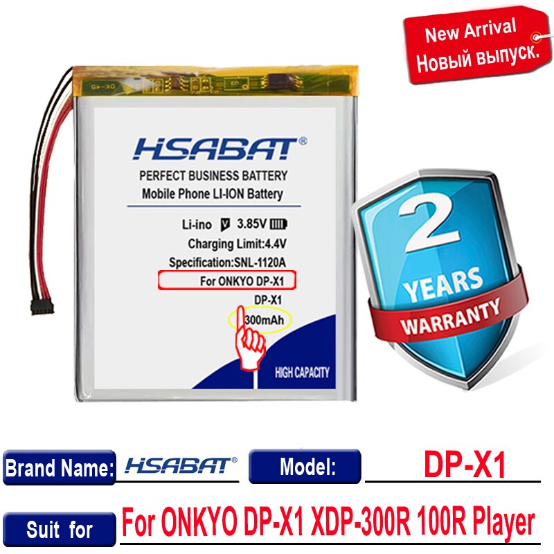 Hsabat 2300Mah Batterij Voor Onkyo DP-X1 XDP-300R 100R Speler Accumulator 5 Draad