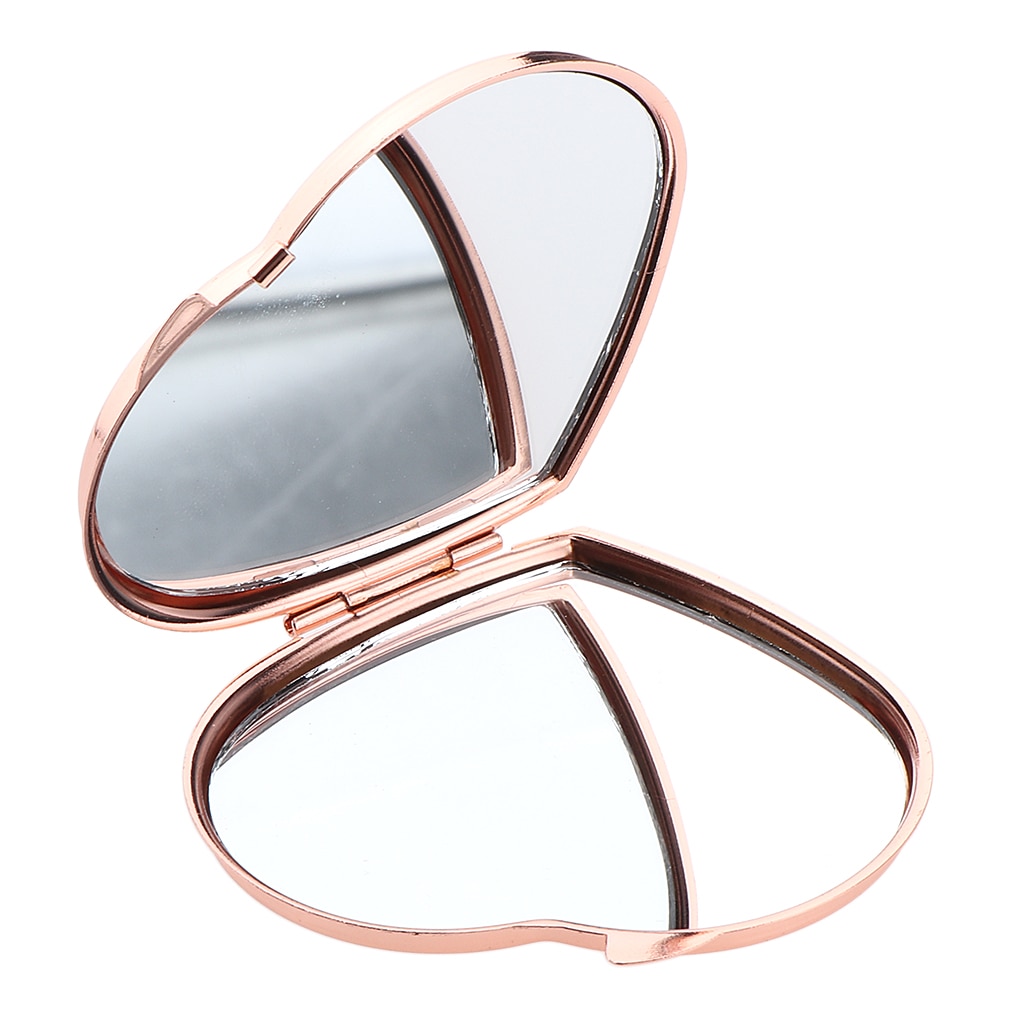 Espejo compacto de doble cara con forma de corazón para mujer y niña, espejo de mano para maquillaje pequeño, para de bolsillo o monedero de viaje