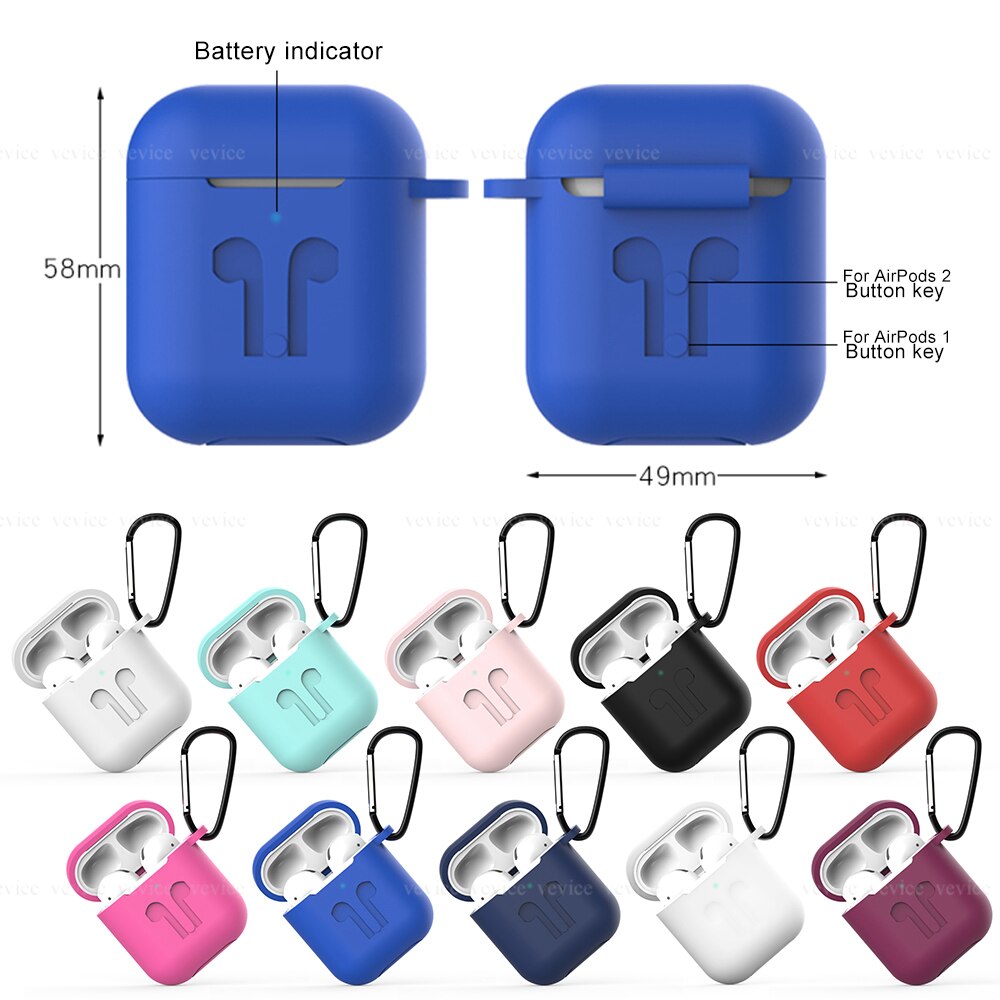 Silicone Headphone Set Anti-fall Belt Hook Case Thin Case with Hanging Buckle Earphone Headset Box for Apple Airpods 1 2