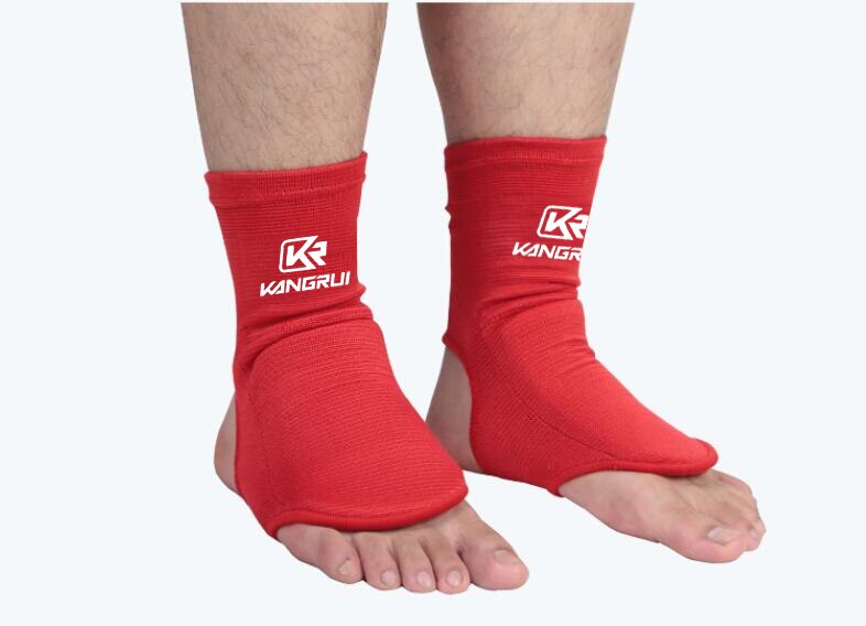 Baumwolle Boxen Schienbein Wachen MMA Spann Knöchel Schutz Fuß Abdeckung Karate Taekwondo Bein Schutz mit Rist Sanda Bein Schutz: kr rot / L