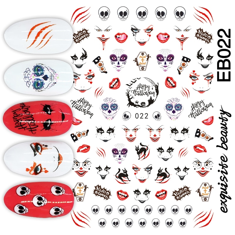 Nagels Stickers Decal Decoratie Halloween Kerst Nail Decoratie Diy Creatieve Ontwerpen Watermerk Decals Tool: EB022