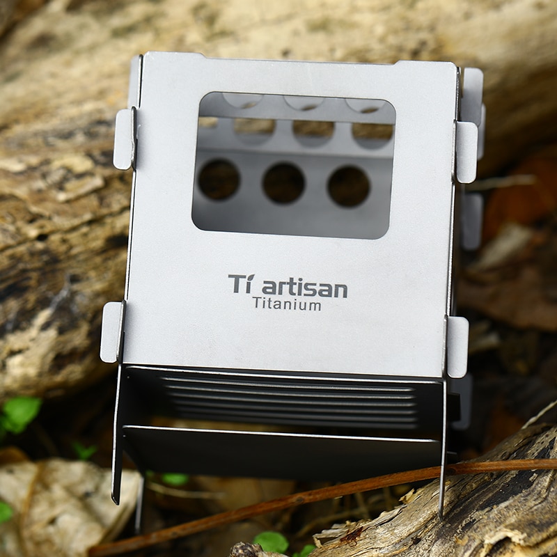 Tiartisan titan eller rostfritt bbq vedeldad spis utomhus vik spis spis ultralätt ryggsäck spis