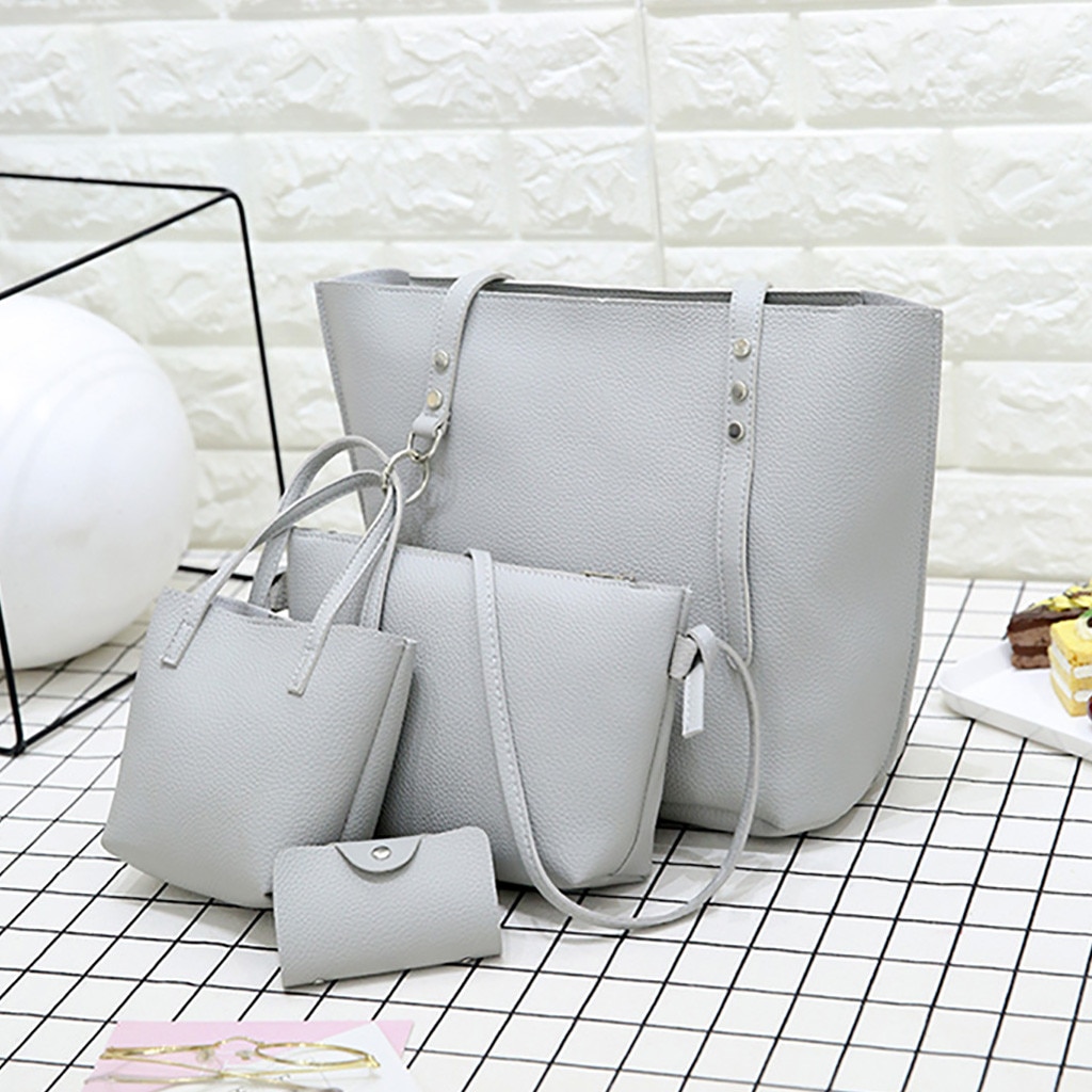 4pcs/Set Women Composite Bags Ladies Handbags Female PU Leather Shoulder Messenger Bags Tote Bag Bolsa #T1G