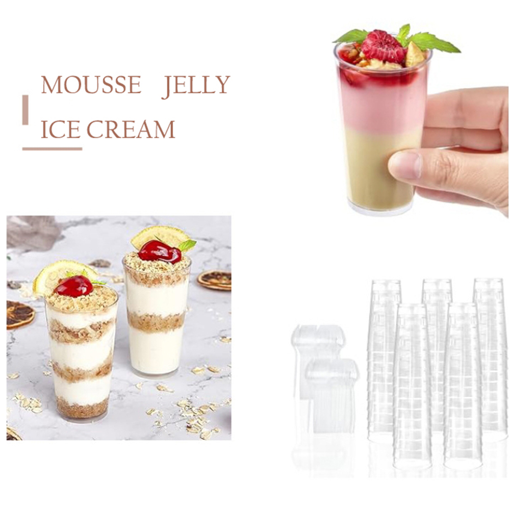 3 oz Mini Dessert Cups,Shooter-Clear Plastic Parfait Appetizer Cup-Small Reusable Shot Glass for Tasting Party Shooters Desserts