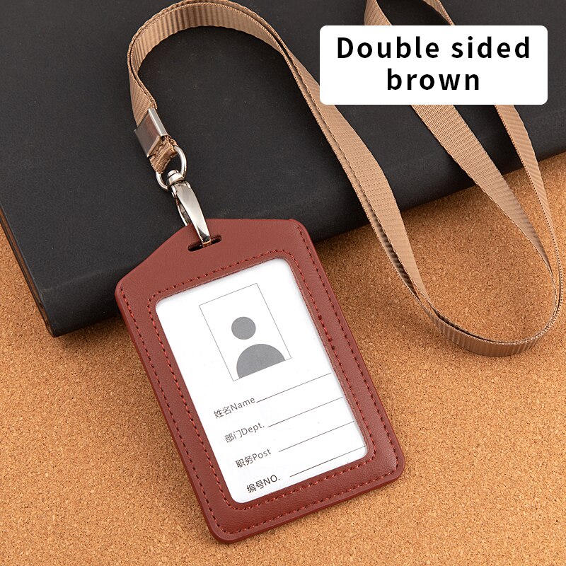 Leather student access Card Holder Employee Name ID Card Cover Metal Work Certificate Identity Badge Business Case: 16