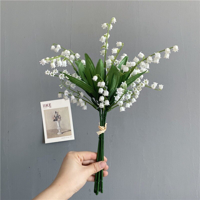 Bouquet de fleurs artificielles de lys de la vallée, 25/30cm, décoration de maison, fleur blanche romantique, décor de bureau pour fête de mariage: 5