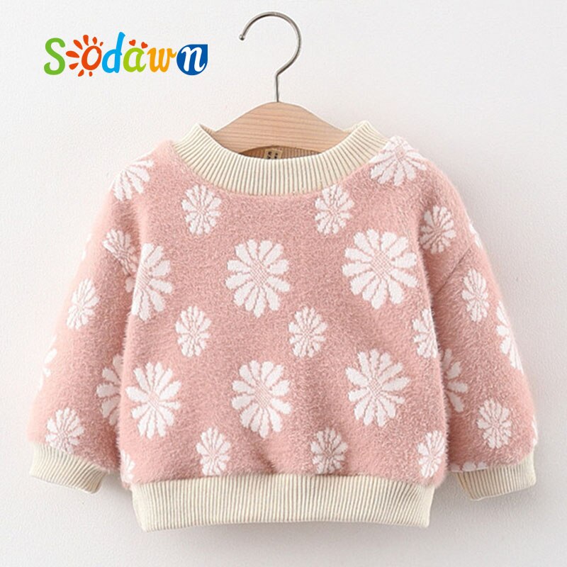 Sodawn Winter Warm Baby Infant Plus Velvet Sweater Long Sleeve Boys Girls Sweater Thicken Outwear Pullover Tops