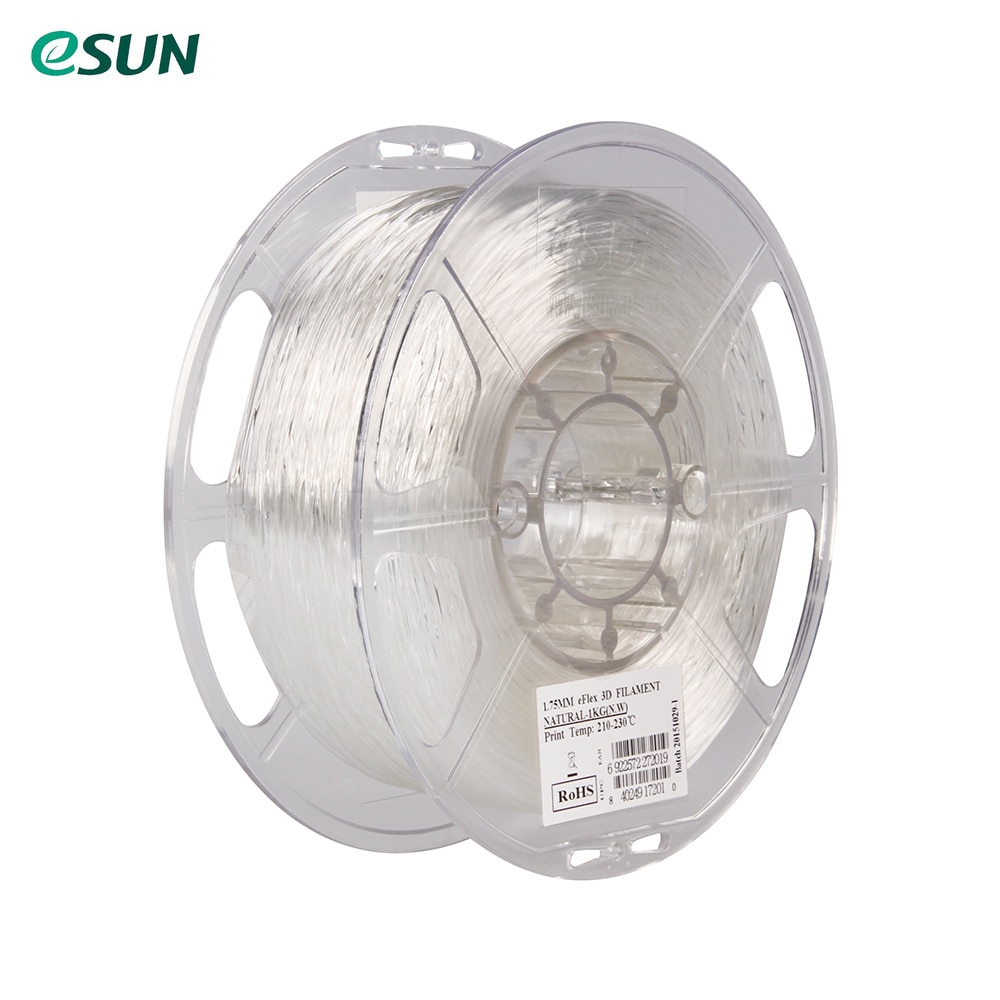 eSUN eFlex TPU Filament 1.75mm 1kg (2.2lb) Spool 3D Printer Consumables Natural Semi-Transparent Material Refills