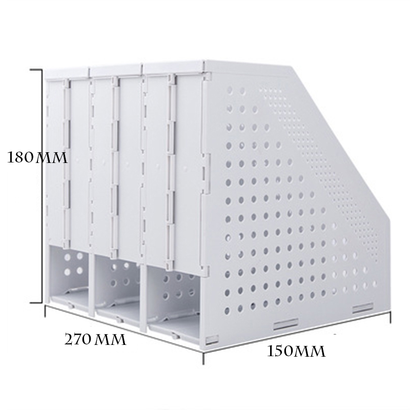 4 Grid Plastic Gray Folder storage box vertical Book Organiser bookshelf office supplies Books File Basket Desktop Stand Rack