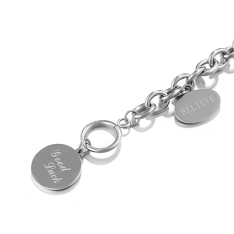 Flashbuy-pulsera redonda de acero inoxidable, tendencia de pulsera con cadena, hebilla OT, clásica, de Metal, Punk, de aleación, Vintage