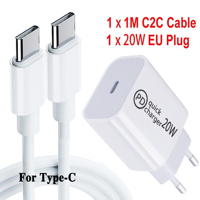 20W Pd USB C caricabatterie adattatore ricarica rapida per iPhone 12 11 X Xs Xr 7 AirPods iPad Huawei Xiaomi Samsung: EU C2C