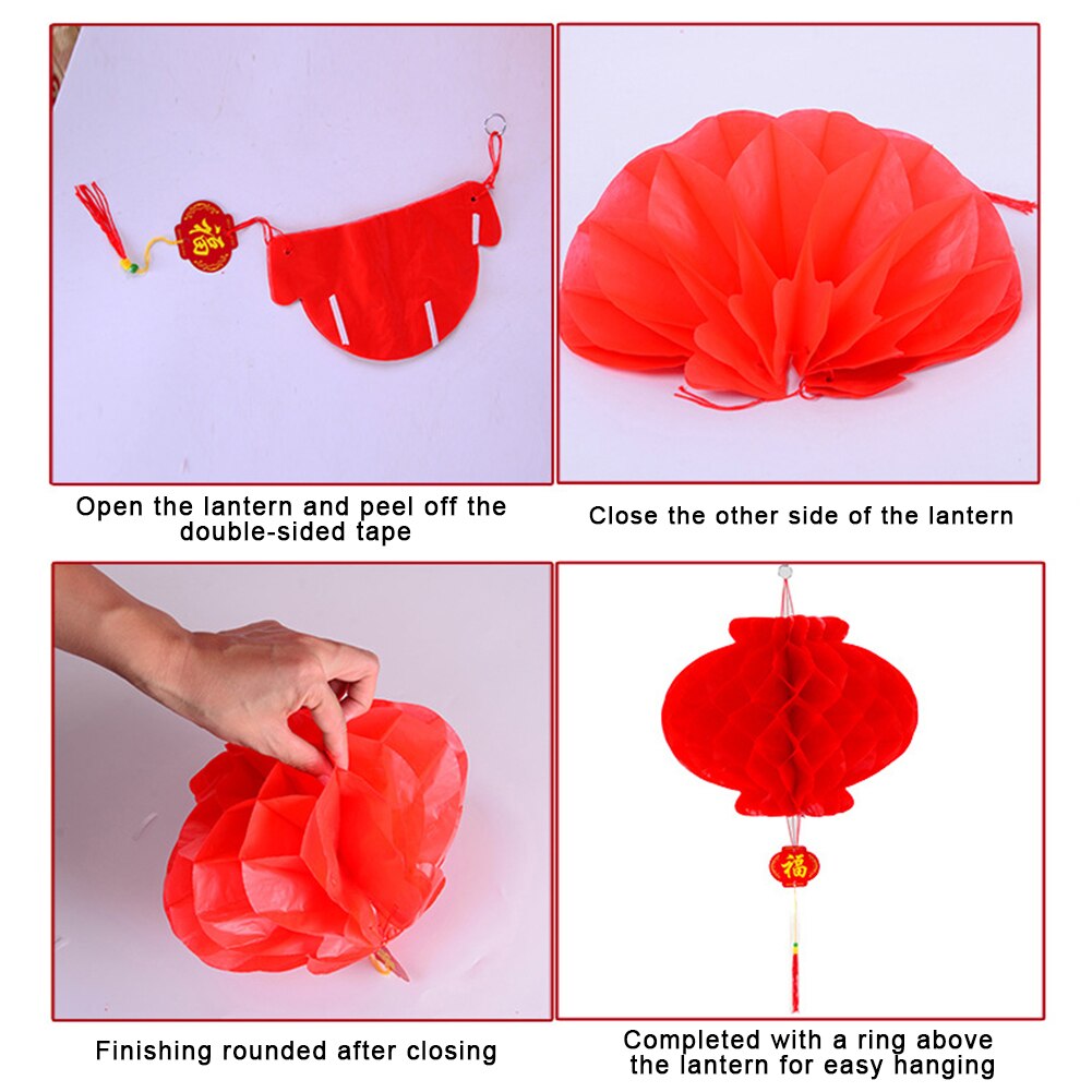 10 Pieces Chinese Red Paper Lanterns Festival Decorations Waterproof Festival Lantern for Year, Spring Festival, Wedding