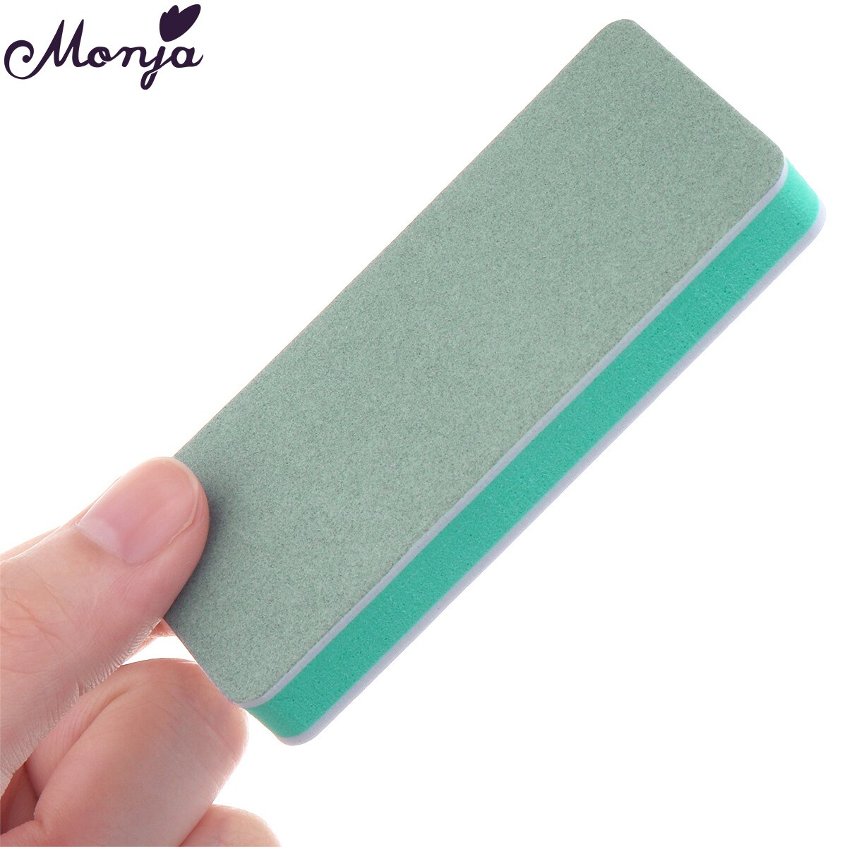 Monja 1 Pcs White Green Nail Art Buffering Block Double-sided Sanding Polishing Nail Sponge Buffer Files Manicure Tool