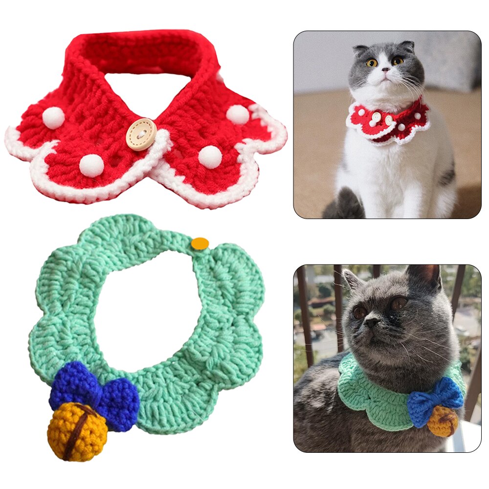 Collare per gatto in lana lavorato a mano accessori per collare per gatto collare per gattino universale per gatti scialle con bretelle forniture per animali domestici natale capodanno