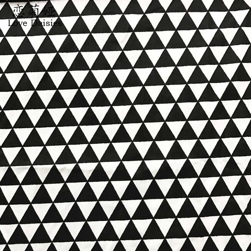 100% cotton twill cloth nordic wind black series dots zigzag check fabric for DIY kid sheet patchwork cushions handwork quilting: tri angle / 250x160cm