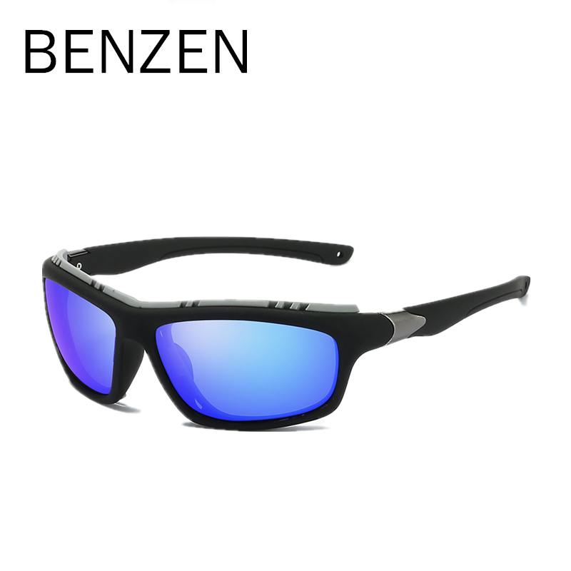 Gafas de sol polarizadas BENZEN para hombre, Gafas de sol militares, Gafas de sol deportivas para conducir, Gafas de sol tácticas para hombres, Gafas de sol para pescar UV400: BLACK BLUE