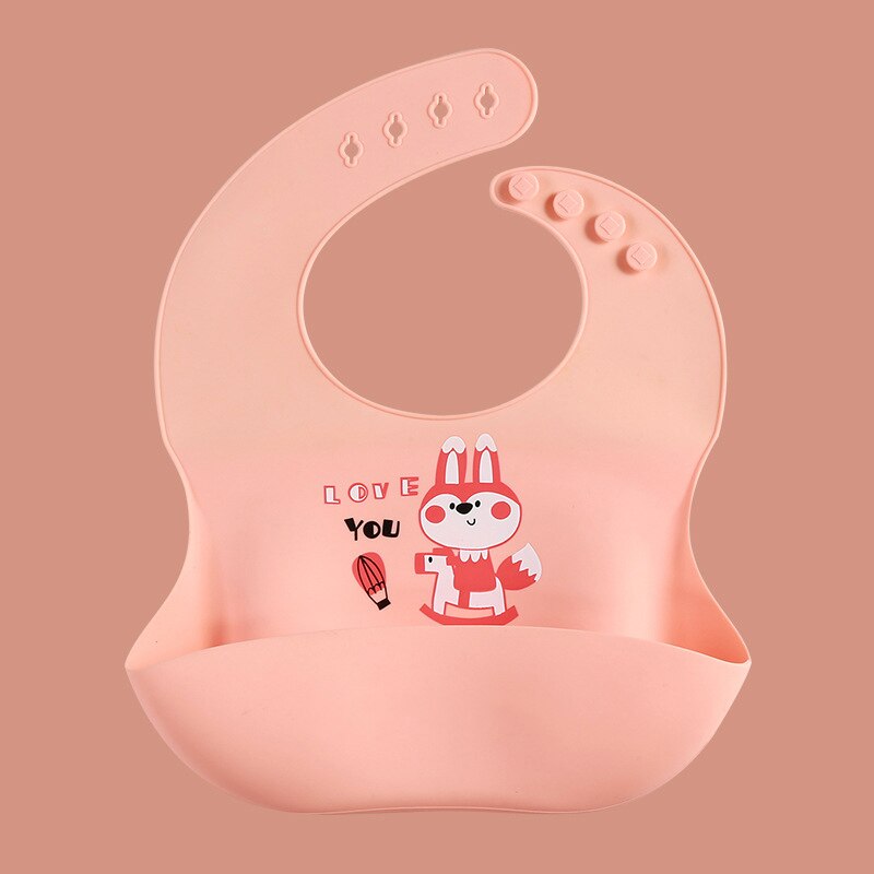 Desenhos animados impresso babadores do bebê silicone macio à prova dwaterproof água crianças menino menina arroto pano crianças avental da criança do bebê alimentação material: Pink