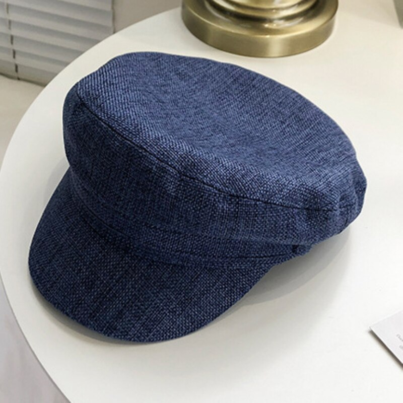 Mz2331 boina boné homem mulher plana capitão marinheiro boné de linho sólido artista pintor chapéu respirável primavera verão boina boné