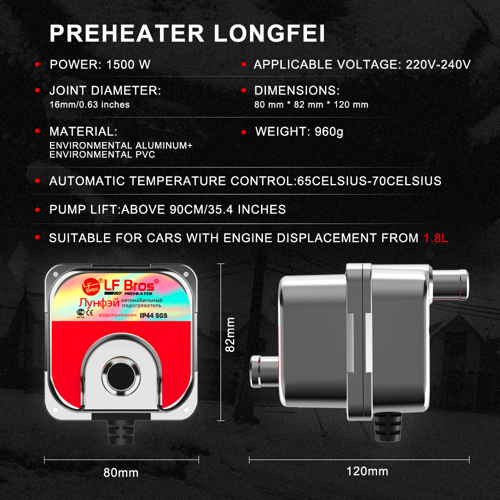 LF bros 220V-240V 1500W Auto Motor- Kühlmittel Heizung Vorwärmer Motor- hassen Vorwärmen Luft Standheizung
