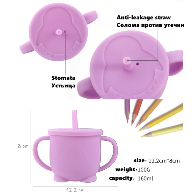 Solid Baby silicone Sippy Cups Feeding Cups Babi Learning drink Baby Drinkware For Toddlers Kids With Silicone Straw Cup Lids