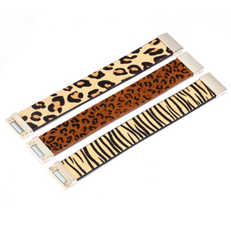 Exaggerated personality leopard print wide side belt bracelet women's titanium steel magnetic absorption Metal Bracelet