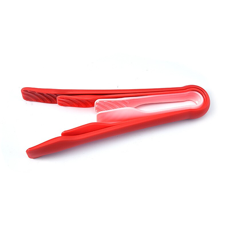 Mini pinzas de plástico para la cocina, utensilios antideslizantes para servir Buffet, ensalada, pan, accesorios de cocina, 3 piezas: Red