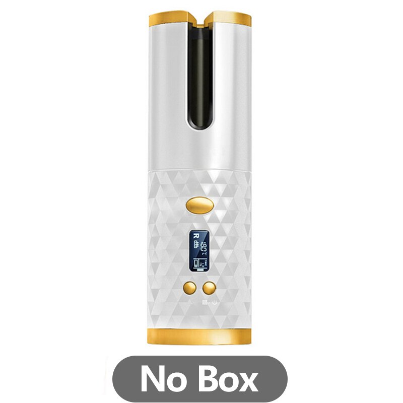 Auto Ceramic Wireless Curling Iron Hair Waver Tongs Beach Waves Iron Curling Wand Air Curler USB Cordless Automatic Hair Curler: White No Box