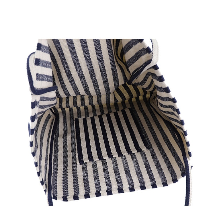 Bolso de compras grande de lona para mujer bolso de mano reutilizable de tela a rayas de bolso de hombro de ocio bolso de comprador ecológico de gran capacidad